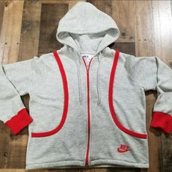 Vintage Nike 80's Gray Hoodie Sweatshirt Women's Medium