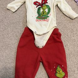 3/6 Month Grinch Baby Xmas Outfit 