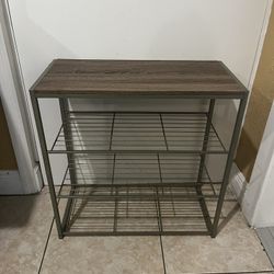 Shoe Rack 4 Tier Gray Metal…25” H By 25” W By 12” D… $25