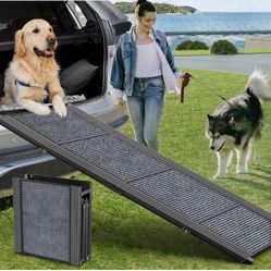 Dog Ramp for Car, 63" Long & 17" Wide Folding Portable Pet Stair Ramp with Non-Slip Rug Surface, Extra Wide Dog Steps for Medium & Large Dogs Up to 25