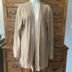 Woman’s Open Front Cardigan Tan Size XL By Cyrus