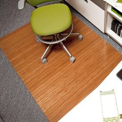 Bamboo Roll-Up Office Chair Mat w/o Lip