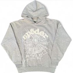 Grey thick  Sp5der Hoodie 