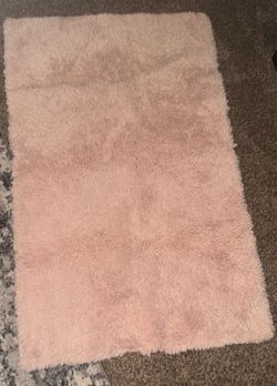 Pink Solid High Pile Shag Area Rug, Rectangle 31 x 48 in, Non-Slip Backing