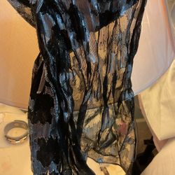 Oscar de La Renta Black and silver Metallic Scarf
