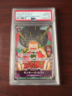 PSA 10 Monkey D. Luffy One Piece Card #073 Pokemon tcg card cards games
