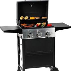 MASTER COOK 3 Burner BBQ Propane Gas Grill, Stainless Steel 30,000 BTU