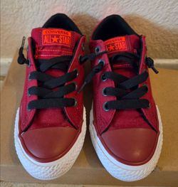 Little boys size 13 Converse All Star red slip on lace shoes