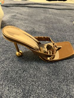 Gold Metallic Stiletto Mule Heels