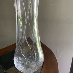 Large Mikasa Clear Cut Glass Vase