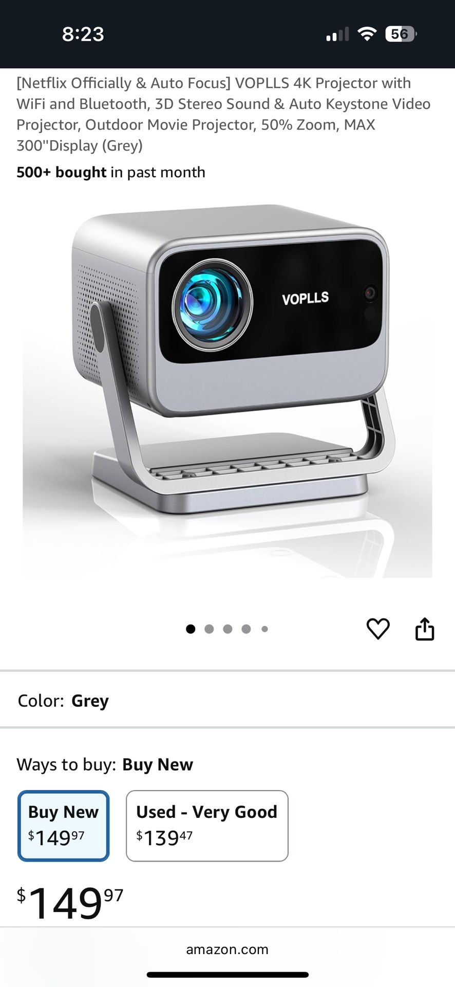 [Netflix Officially & Auto Focus] VOPLLS 4K Projector with WiFi and Bluetooth, 3D Stereo Sound & Auto Keystone Video Projector, Outdoor Movie Projecto