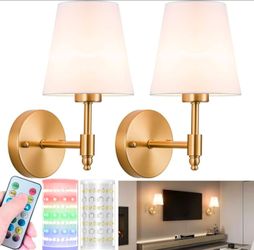 New Set of 2 Battery Operated Wall Sconces with 10000mAh RGB Dimmable Magnetic Bulb