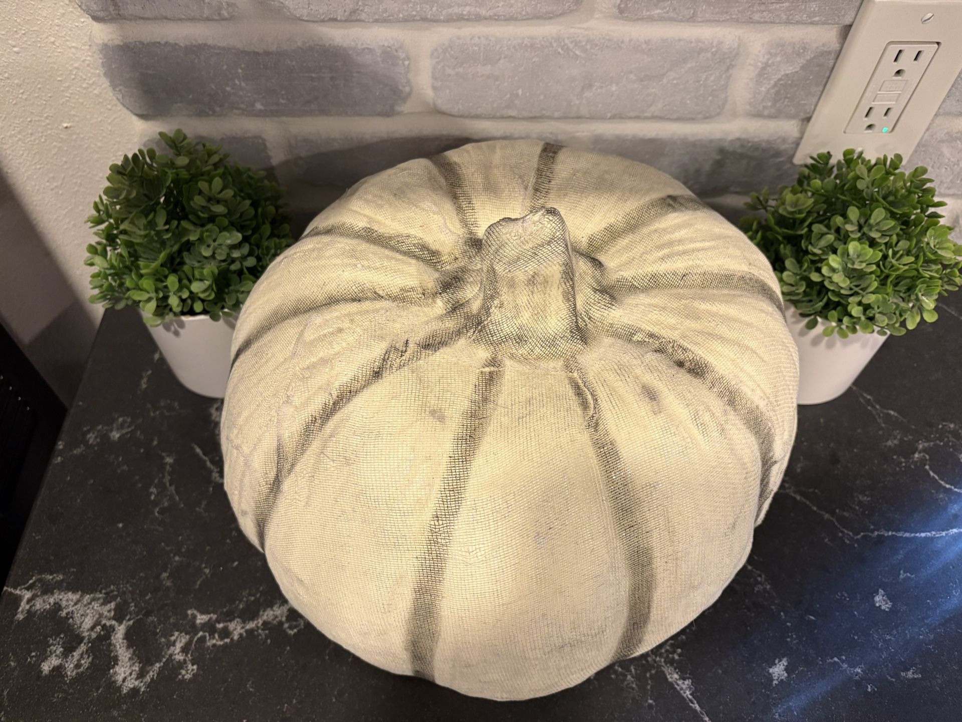 Black & white pumpkin statue  Halloween home decor - Simi Valley