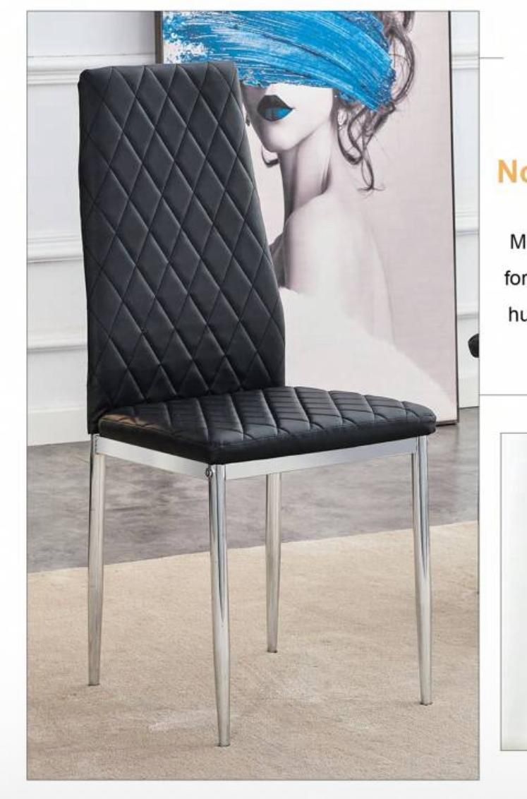 Dining Room Chair metal Legs, 38.6'' Height, 4 Leg faux leather