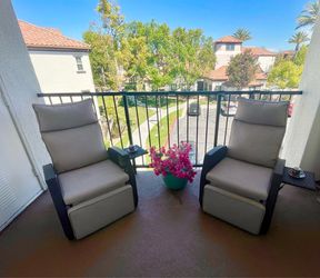 Patio Reclining Wicker Chairs – Set of 2 with Cushions
