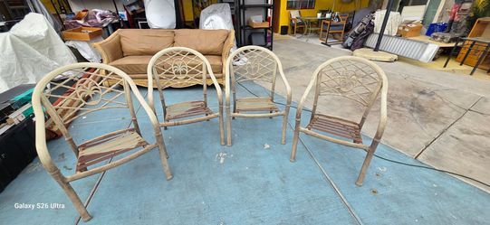 Set of 4 chairs Hampton Bay Aluminum Stackable Outdoor Armchairs vintage used comfy