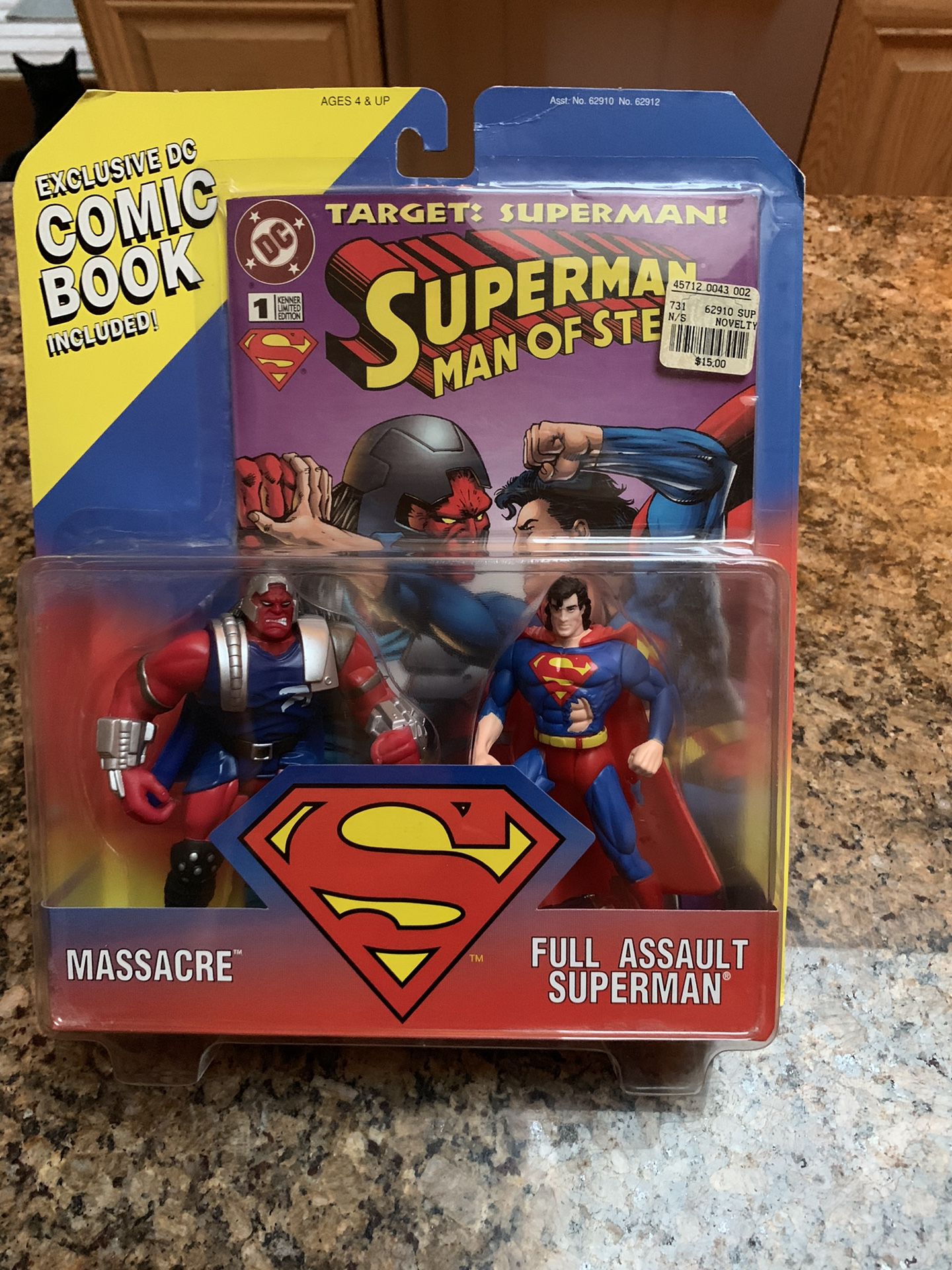 Superman action figure and comic book