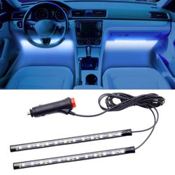 Car LED Strip Lights 2in1 Light Strip Flexible Color blue Light  cigarette lighter  auto for DIY Interior  blue