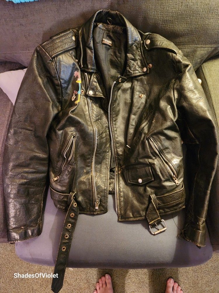 Leather Biker jacket With 2012 Monster Jam Autographs