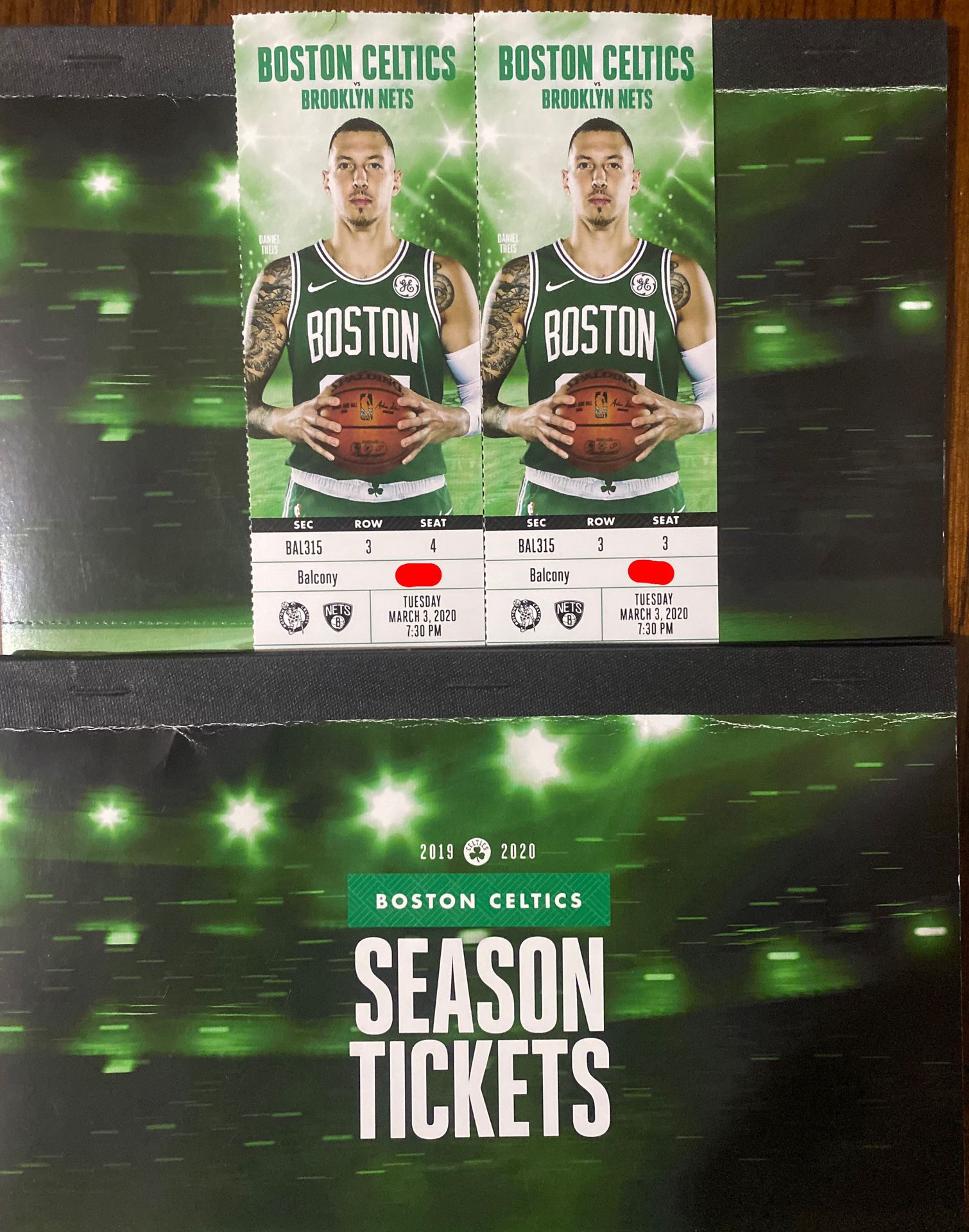 BELOW FACE VAULE 2 Tickets Celtics vs Nets Tuesday 3/3 7:30pm @ TD Garden