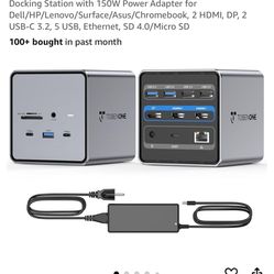 TobenONE USB C Docking Station Dual/Triple Monitor, Laptop Docking Station with 150W Power Adapter for Dell/HP/Lenovo/Surface/Asus/Chromebook, 2 HDMI,