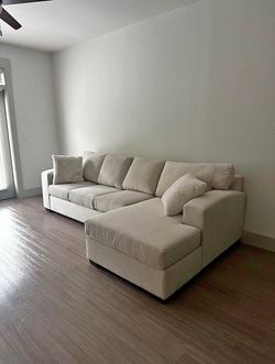 Beige Sectional Sofa with Chaise