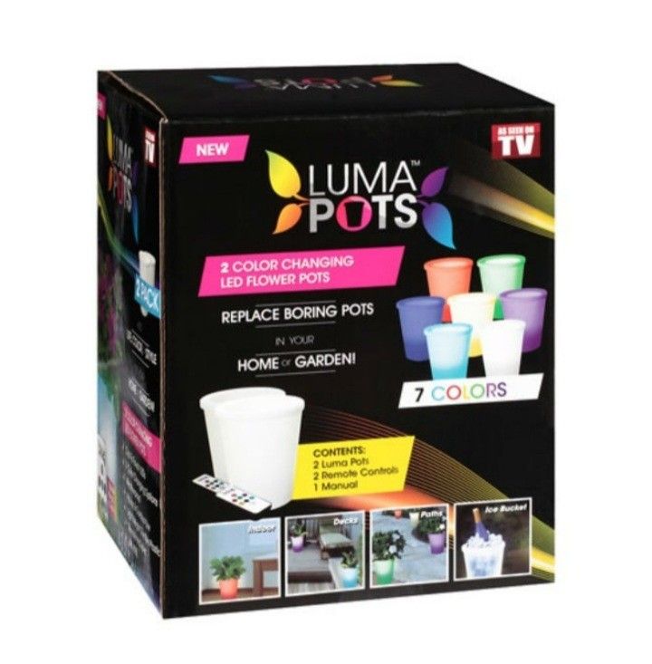 Creative Concepts Luma Pots 2 Pack LED Color Changing Flower Pots