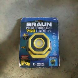 BRAUN 750 Lumen Rechargeable Ultracompact Magnetic LED Floodlight, Yellow
