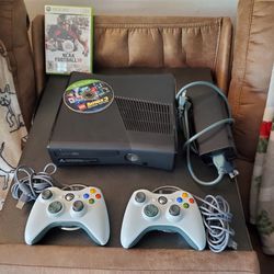XBOX 360 with 2 Controllers And 2 Games