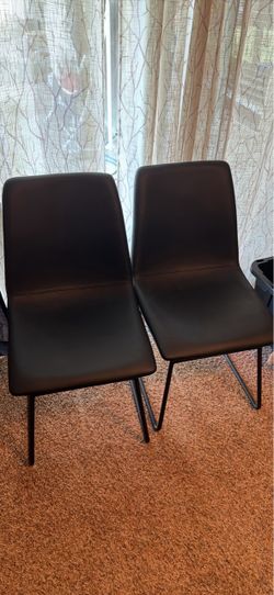 Set of 2 Black Faux Leather Dining Chairs