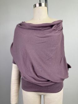 LOFT Draped Off Shoulder Dolman Sleeve Knit Sweater Mauve XS