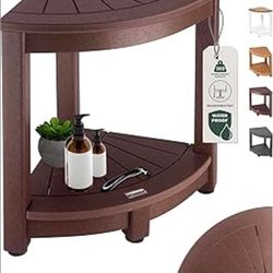 ROHKEX Waterproof Corner Shower Stool - Brown Waterproof Shower Bench for Shaving Legs & to Sit On