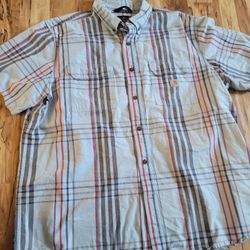 Men's Carhartt Loose Fit Midweight Short Sleeve Plaid Button Up Shirt