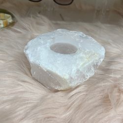 Rose Quarts Candle Holder.