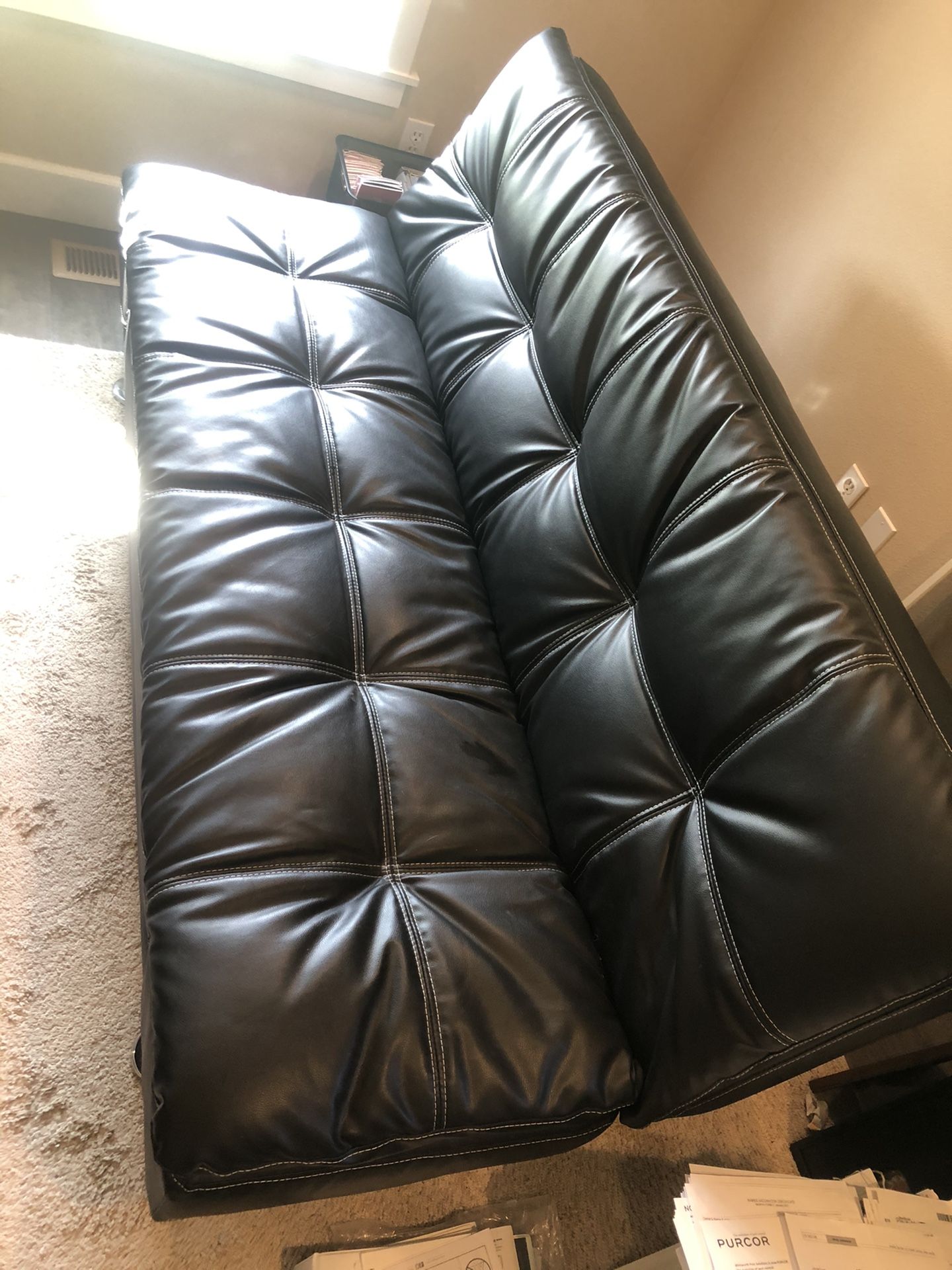 Leather Futon Couch/Bed