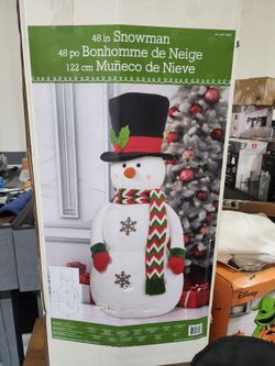 48-Inch Plush Christmas Snowman Decoration
