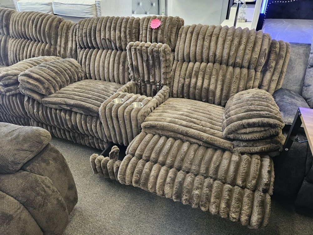 Brand New Sofa & Love Seat Corduroy Fabric Brown $989