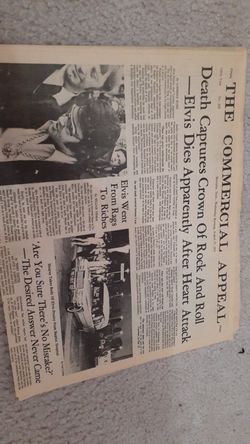 1977 Elvis the commercial appeal news paper