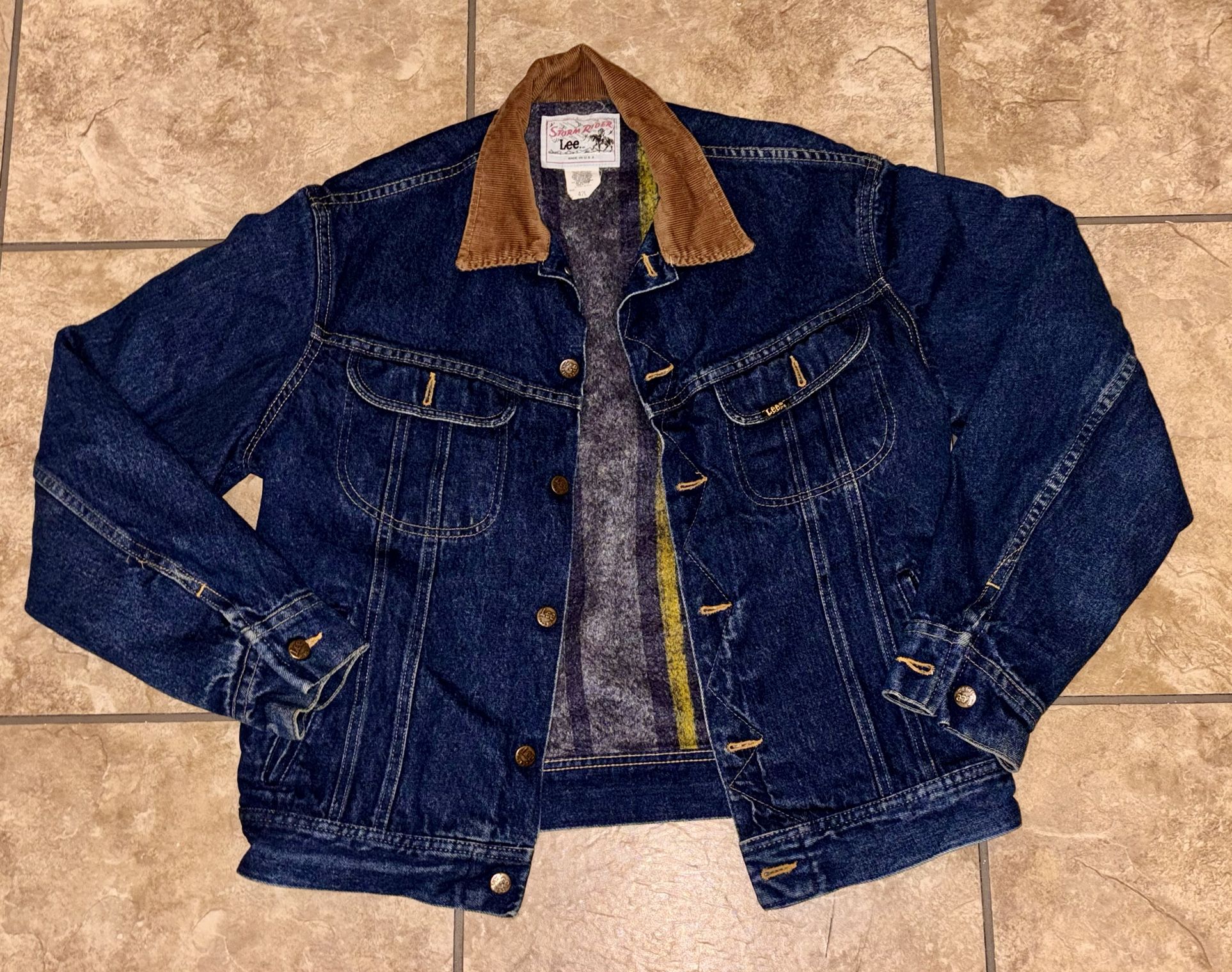 Vintage Lee Storm Rider Denim Jacket 42L - USA Made - Blanket Lined