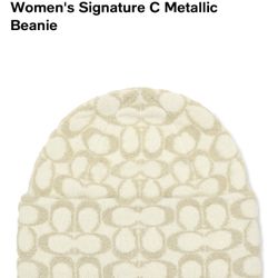 New  With Tag Coach Women Beanie White/silver 