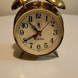 Vintage Westclox Wind Up Alarm Clock Brass Twin Bells 