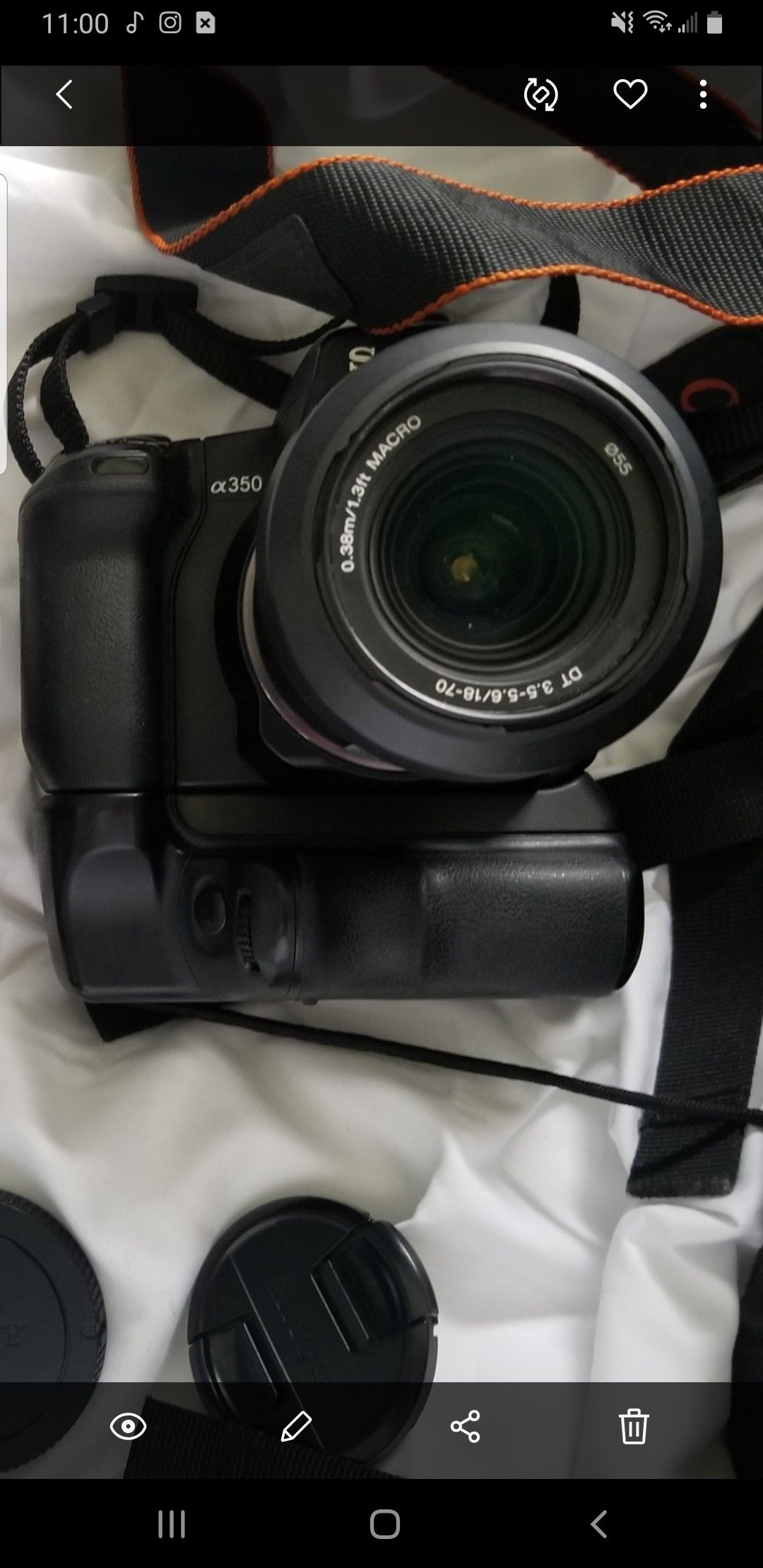 Professional Sony Alpha camera with extended battery grip