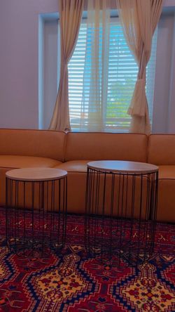 Round Side Tables with Wire Base Set of 2
