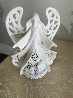 New Ceramic Lighted Angel In The Box