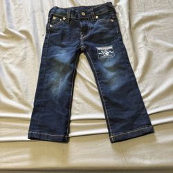 True Religion Jeans Dark Wash Straight Leg 24M Buddha Logo Patch