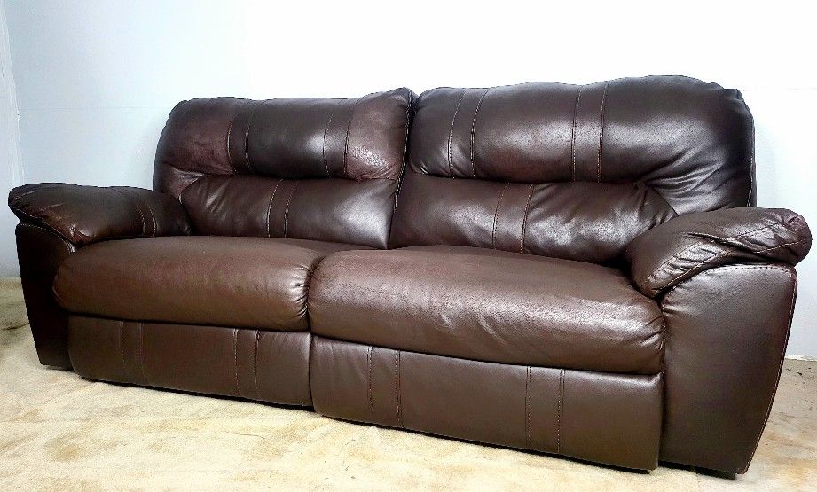 Brown Leather Reclining Sofa Couch. NOT FREE - MAKE ME AN OFFER - PICKUP OR DELIVERY AVAILABLE.