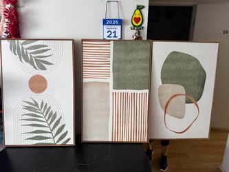 Set of 3 Boho Abstract Framed Wall Art Prints