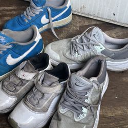 Nike Air Force 1 Blue + Jordan Kids Shoes – Used – Great Deal