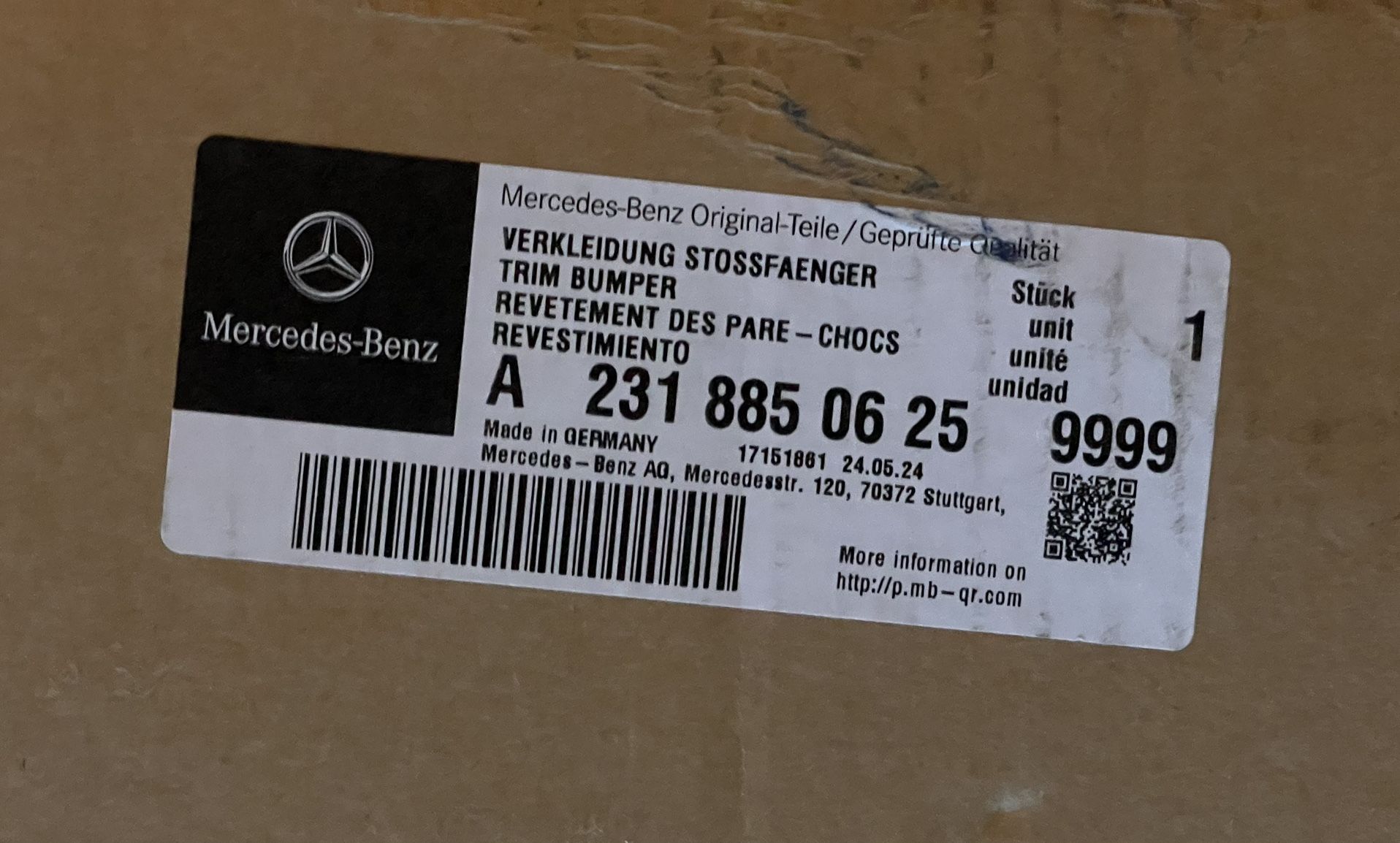 Mercedes Benz SL400 SL550 231-885-06-25-9999 Exchange Trim Bumper Cover
