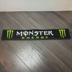 Monster Energy Drink Rubber Bar Spill Mat 21 x 3.25 Barmat Man Cave Black Green